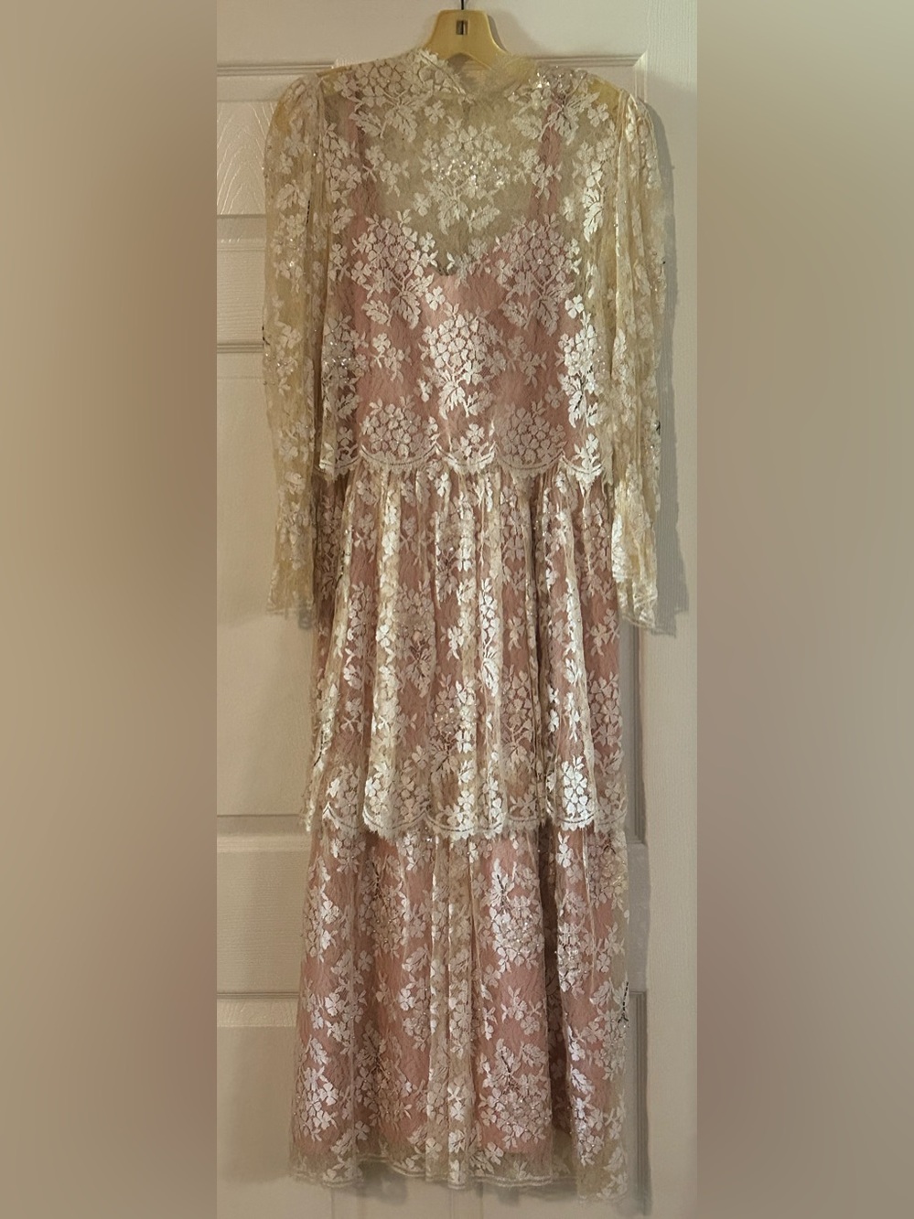 Rina diMontella Vintage Formal Satin Lace 2 Piece Evening Gown & Lace Top